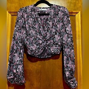 Zara Floral Metallic Crop Top